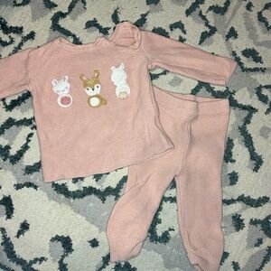 Cozy Pink Pajama Set with Cartoon Animal Design
